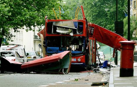 Result of suicide bomb, London, 7 July 2005